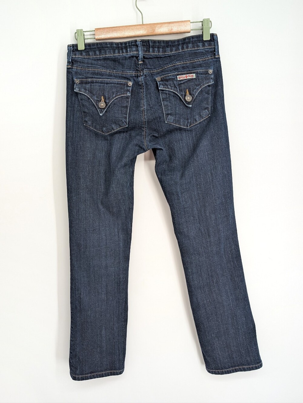 Hudson Straight Leg Jeans Low Rise Flap Pocket Dark Blue Size 28 Y2k Denim - Picture 5 of 9